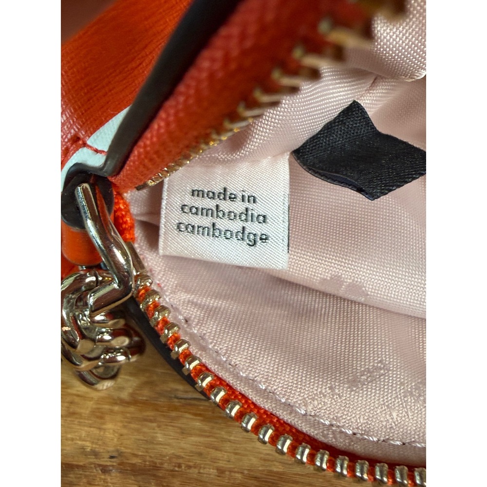 Kate Spade Orange White Striped Dome Crossbody Bag Gold Chain J183 - Picture 9 of 13